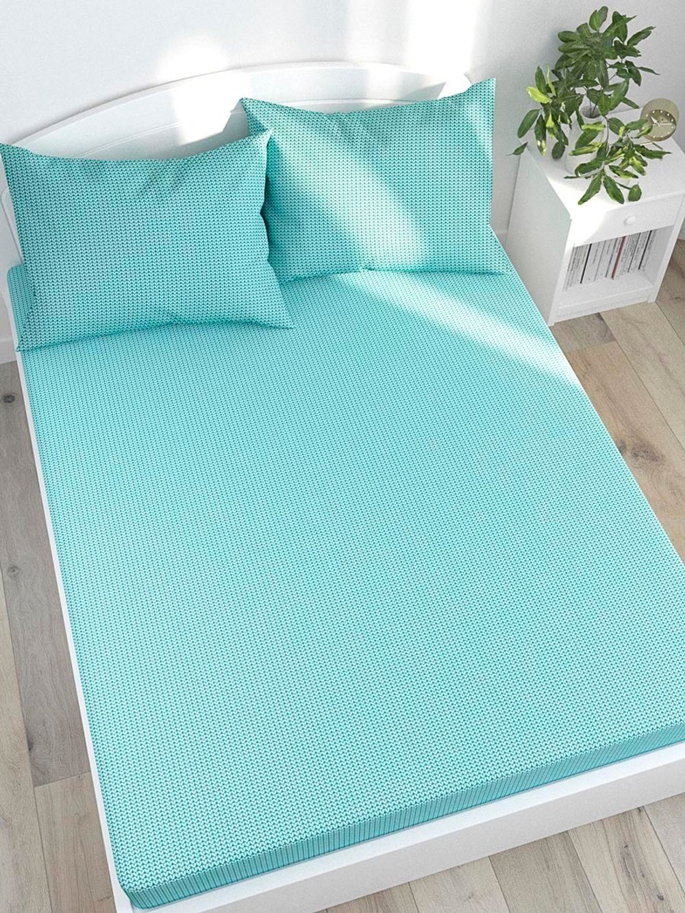 Постельное белье Сказка "Вязание" 1,5-сп Наволочка 50х70 см 1 шт Простынь на резинке 90х200 см Пододеяльник 145х215 см, перкаль