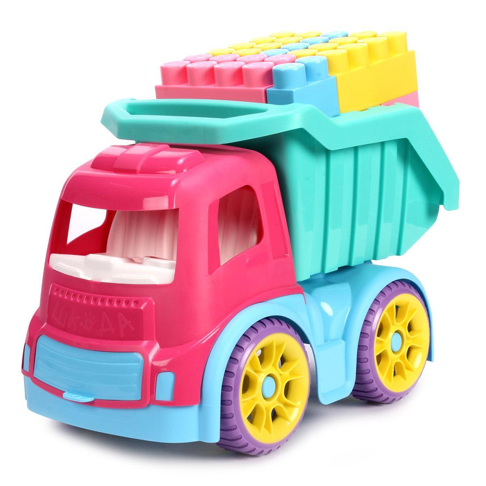 Грузовик большой Шкода с конструктором "Мега" (28 дет.) (Нордпласт)