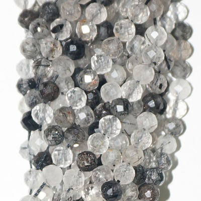 Кварц рутиловый черный юв. огранка бусины 4мм 3мм 2мм