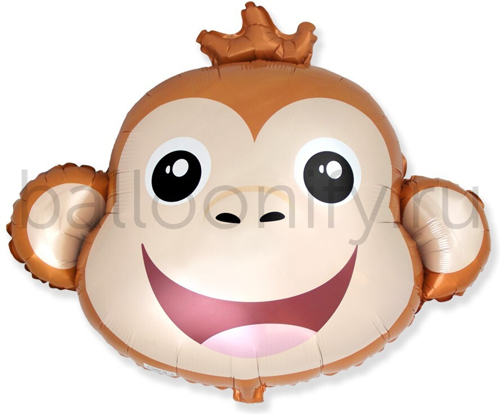 Шар (30''/76 см) Фигура, Голова, Милая Обезьянка, 1 шт.
