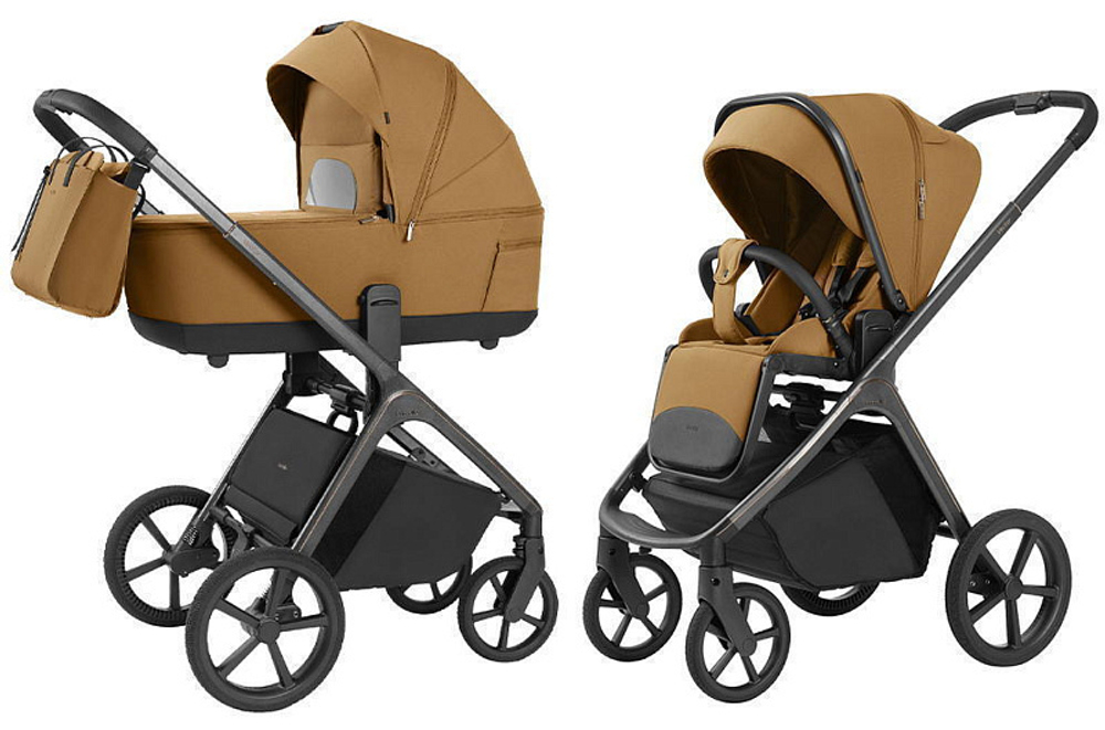 Коляска Carrello Vector 2025 CRL-6551 и автокресло Cybex Aton S2 Ocean Blue 3 в 1 Golden Beige