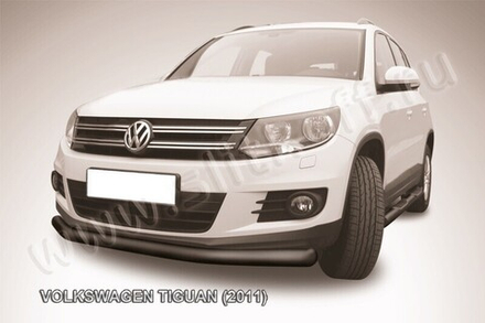 Защита переднего бампера (нержавейка) Volkswagen Tiguan (2011-2016) d76 (черный)