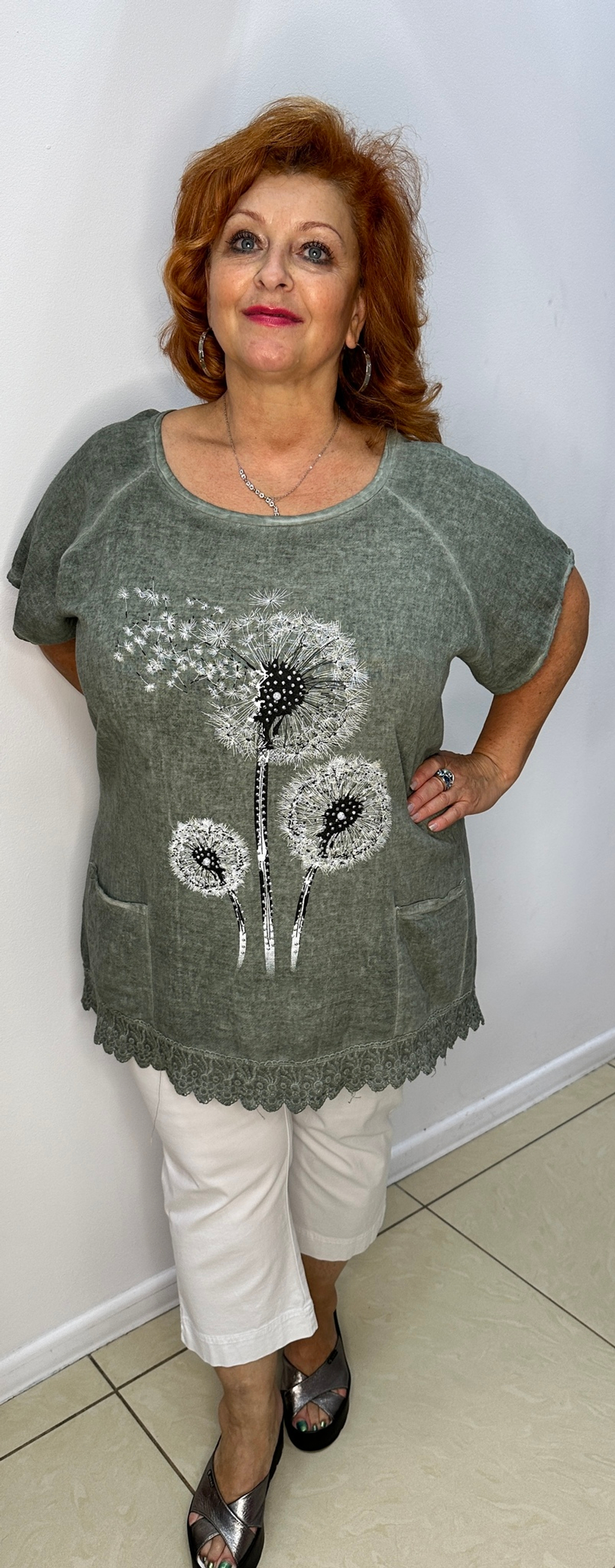 Футболка-туника с изображением одуванчиков