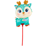 Шар Фольгированный Олень бирюзовый на палочке (Бирюзовый)