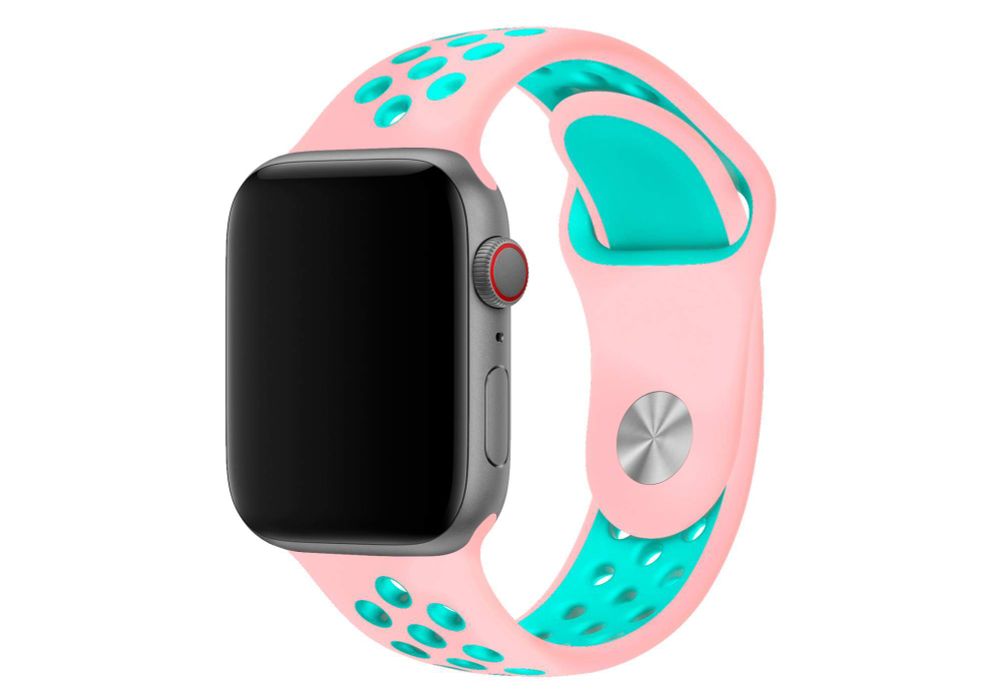 Браслет-ремешок для Apple Watch SPORT (38-40mm) розовый+зеленый