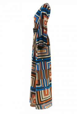 Креповое платье с длинной юбкой - трапеция мульти 14-01-20 SS