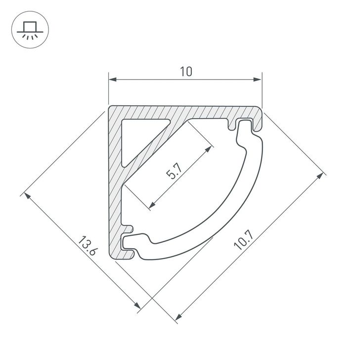 Профиль Arlight ARH-Kant-H10-2000 Anod 036321