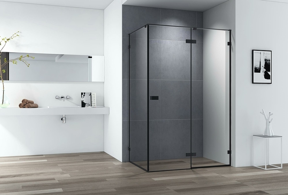 Душевой уголок Cezares Bellagio 100x90 BELLAGIO-AH-1-100/90-C-NERO профиль Черный матовый стекло прозрачное