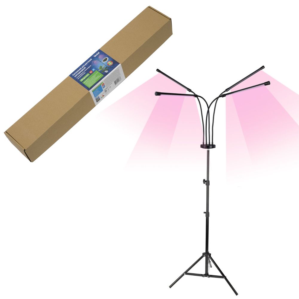 ULT-P32-36W-SPLE-TM-40 IP40 BLACK QUAD Светильник для растений светодиодный с таймером. на штативе. Спектр для фотосинтеза. TM Uniel