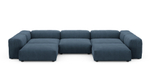 Диван Фиджи (П-образный) Cilium Indigo 378*242*62 см, Синий Вельвет Нераскладной Фиеста