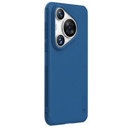 Усиленный противоударный чехол синего цвета от Nillkin для Huawei P70 Pro (Pura 70 Pro, Pura 70 Pro+), серия Super Frosted Shield Pro