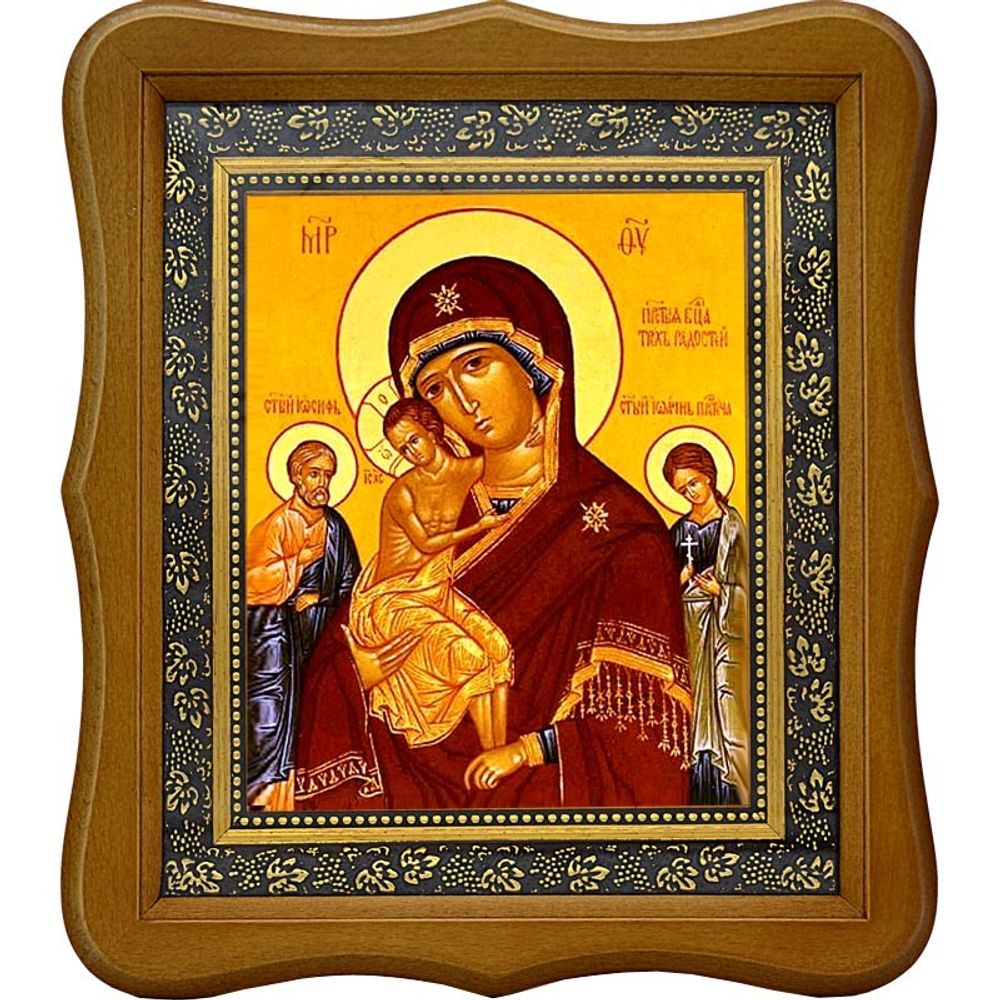 Икона Божьей Матери "Трех Радостей" на холсте.