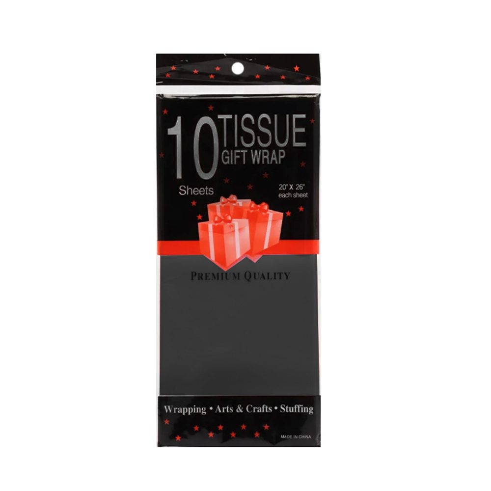 Бумага упаковочная тишью Черная / листы 50*66 см 10 листов