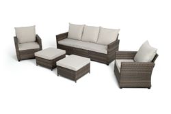 "Бостон" лаунж-зона из искусственного ротанга, цвет соломенный