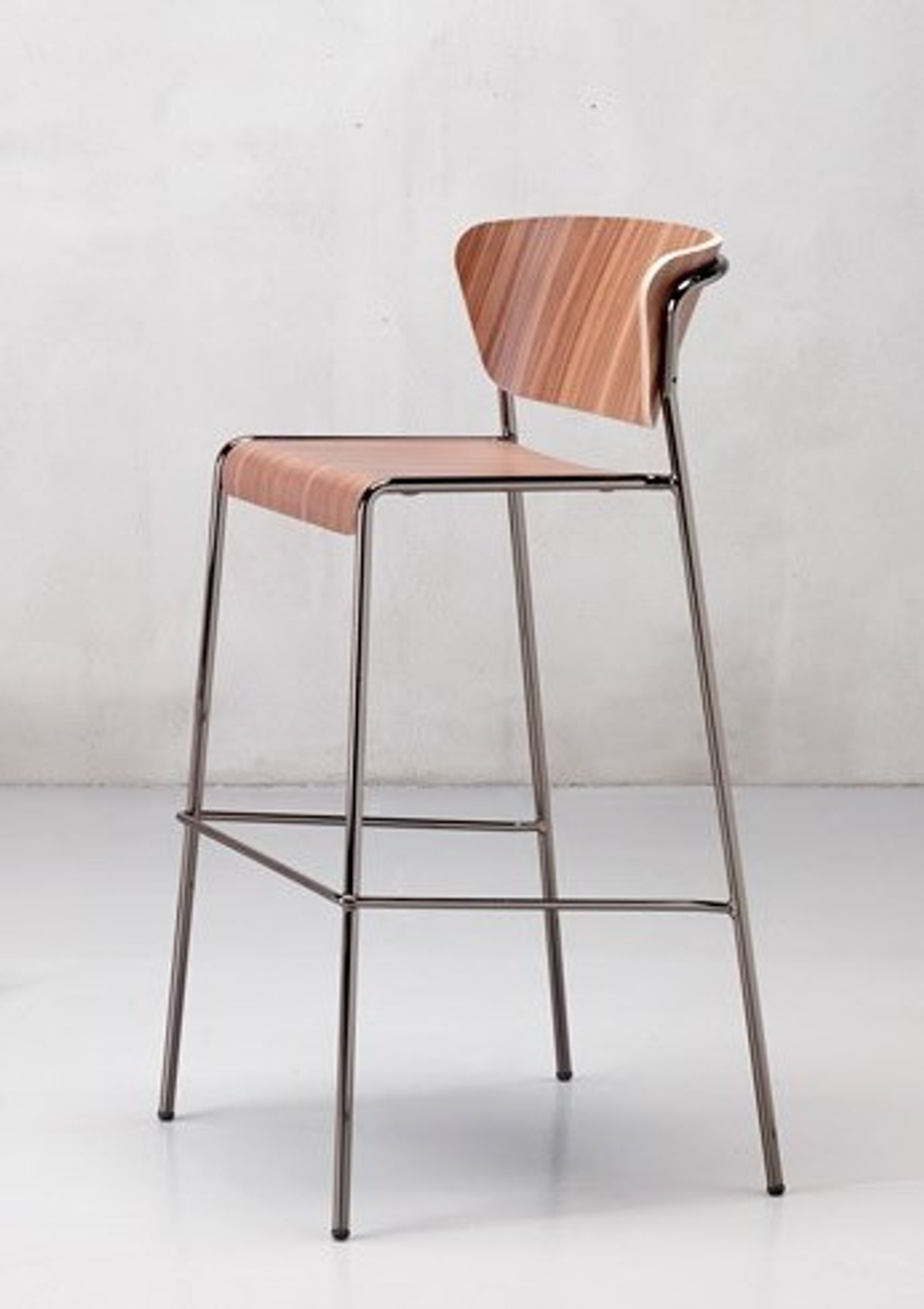 Стул барный Scab Design Lisa Wood, черный глянцевый никель, орех