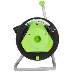 Удлинитель силовой ЭРА GREEN LINE GAZ-2x1-20m Greenline на катушке пластик 1 розетка без заземления 20м ПВС 2x1мм2 | Силовые удлинители