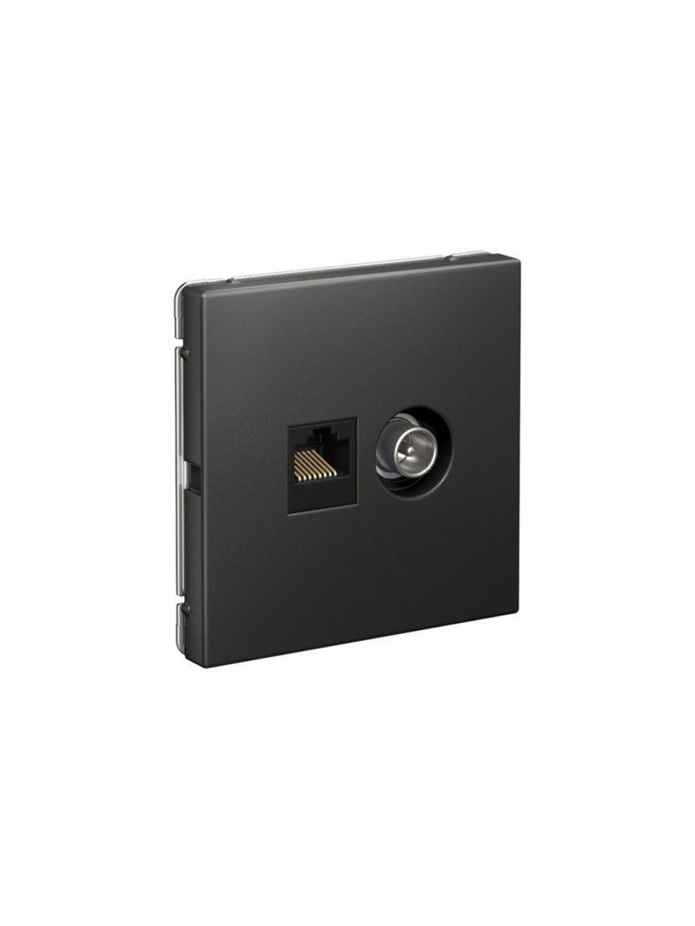 Розетка компьютерная + телевизионная 2-м ArtGallery RJ45 + TV кат.5E базальт SE GAL001489