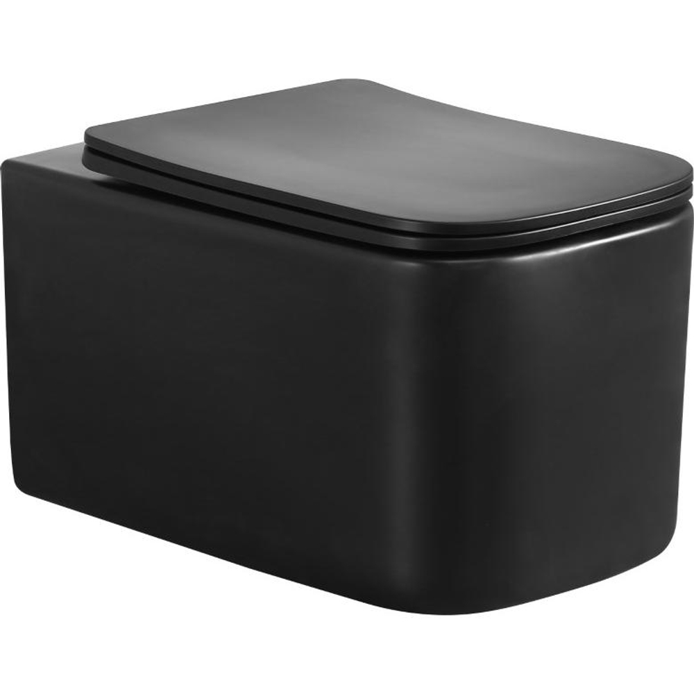Унитаз подвесной Boheme Mane 970-SET-B, черный матовый с крышкой-сиденьем с микролифтом