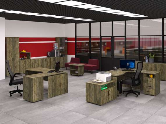 Стол криволинейный Континент Pro СК140(70)L  дуб самдал  1400х700/500х750