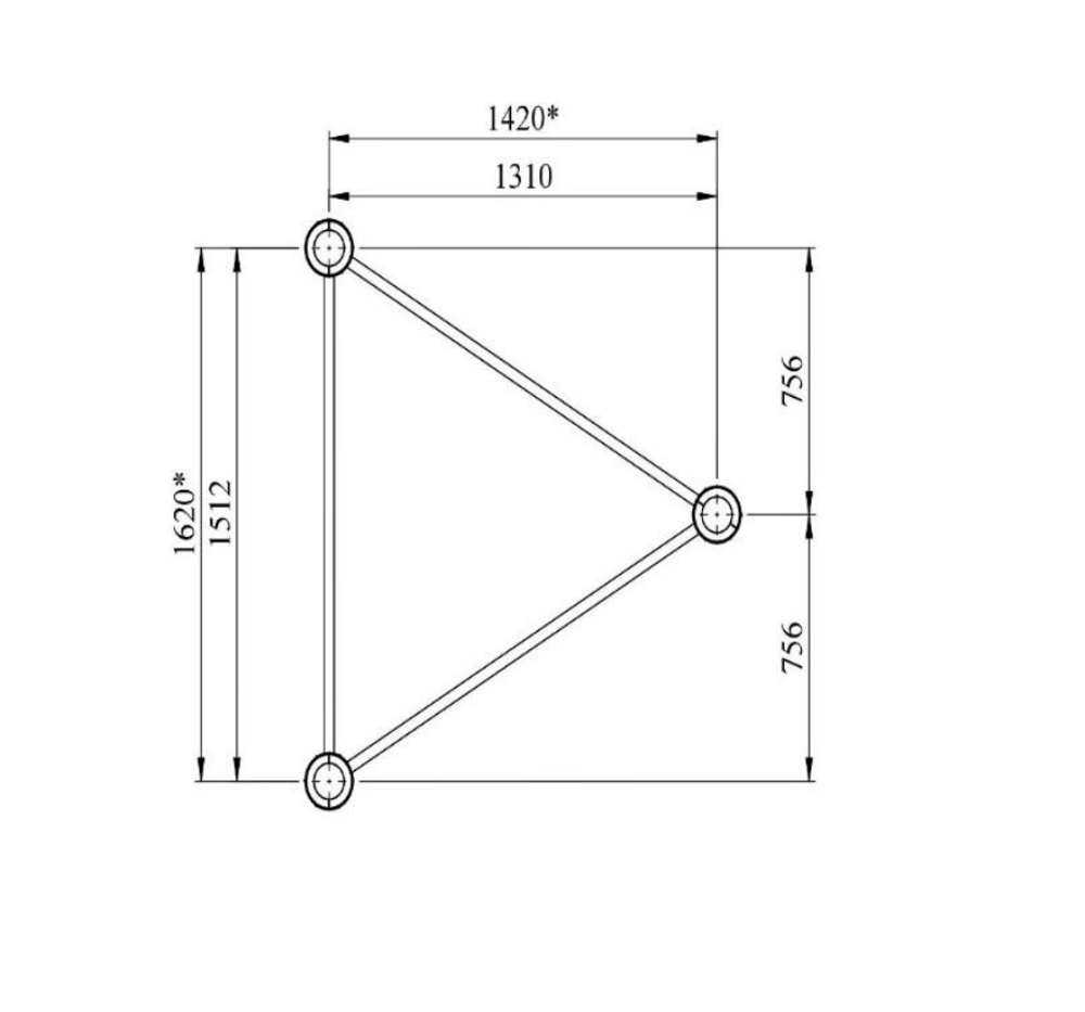 Спортивный комплекс №17, треугольник турников, AM-WK1620, 1620*1420*2700 мм., D=89 мм.