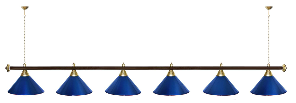 Лампа STARTBILLIARDS 6 пл. (плафоны зеленые,штанга золотая,фурнитура золото)