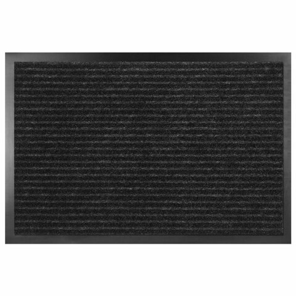 Коврик придверный 50х80 см, ЧЕРНЫЙ, влаго-грязезащитный, 430 г/м2, ребристый, ЛЮБАША СТАНДАРТ, 701032