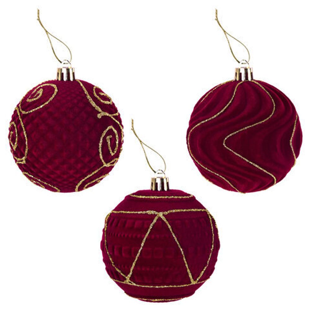 Шары елочные 6 шт., 8 см, "Burgundy Charm", пластик, софт-тач, бургунди, ЗОЛОТАЯ СКАЗКА, 592453