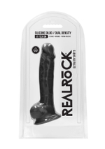 Черный фаллоимитатор Realistic Cock With Scrotum - 22,8 см. (Цвет: черный)