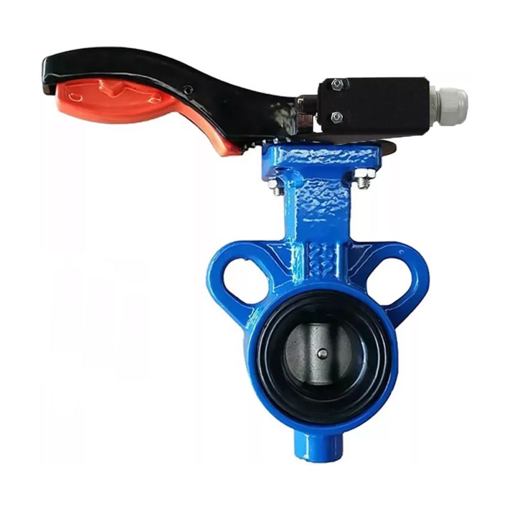 Water butterfly valve Elephant AL-316L-EPDM body material - aluminium alloy, disk material - stainless steel AISI 316L, seal - EPDM with handle, with two LS-103 250V limit switches and a bracket for mounting the limit switches