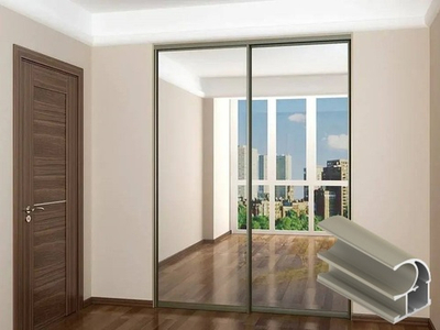 Дверь-купе 2850*600 мм, шампань матовая, форма ручки-С