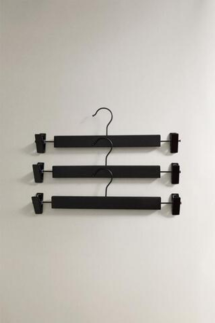 ZARA HOME ДЕРЕВЯННАЯ ВЕШАЛКА С ЗАЖИМОМ (НАБОР ИЗ 3 ШТ.), ЧЕРНЫЙ