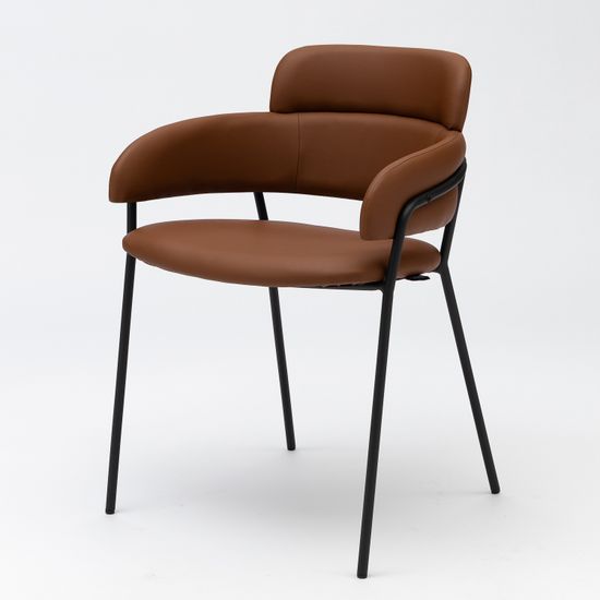 Стул Strike коричневая кожа с черными ножками