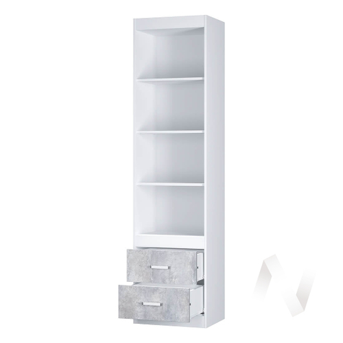 Шкаф 1-дверный с открытыми полками Паскаль (белый/цемент светлый)