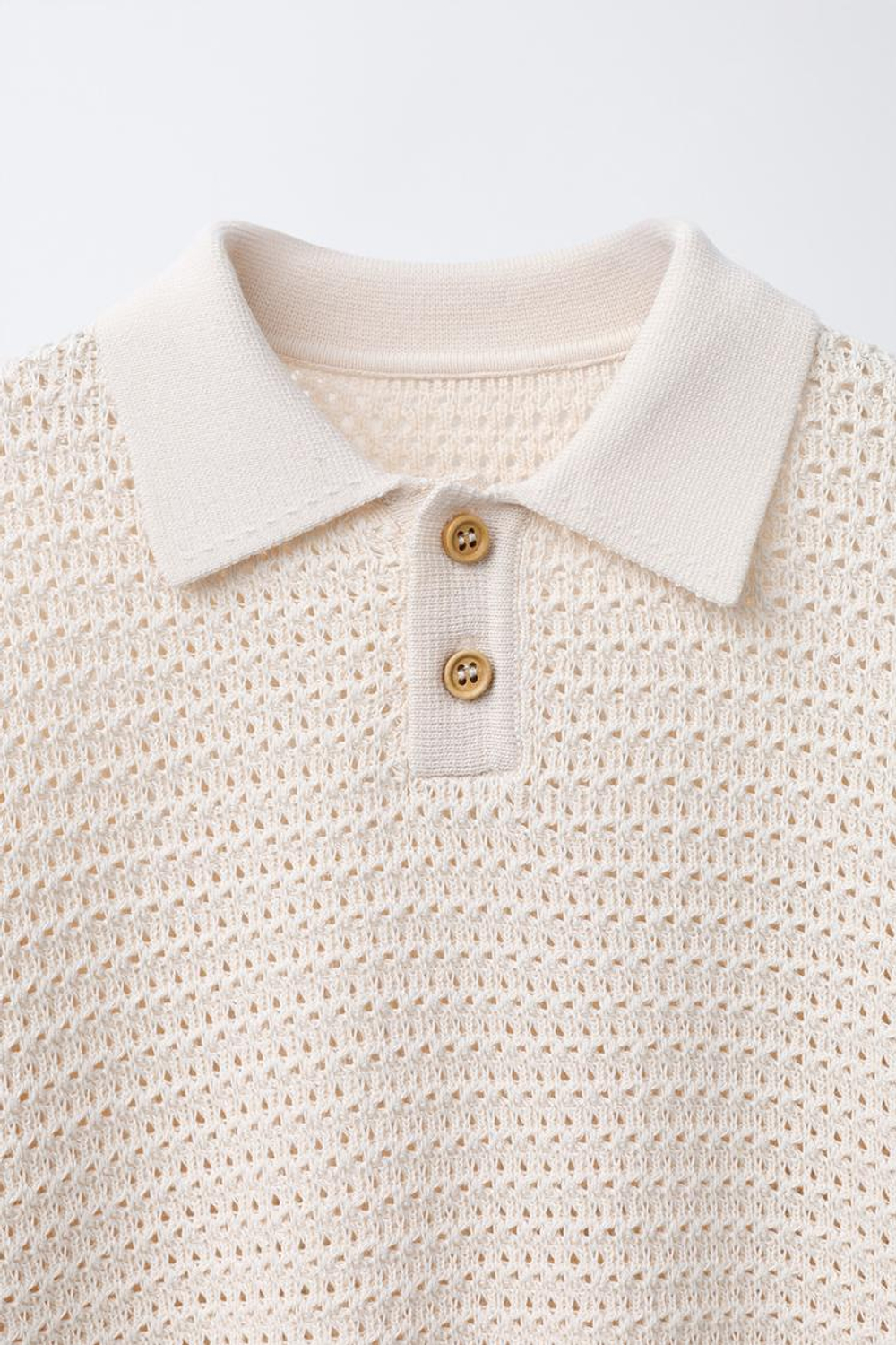 ZARA СВИТЕР С ВОРОТНИКОМ-ПОЛО, ЭКРЮ