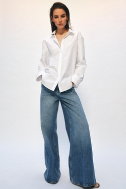ZARA РУБАШКА ИЗ ПОПЛИНА — ZW COLLECTION, БЕЛЫЙ