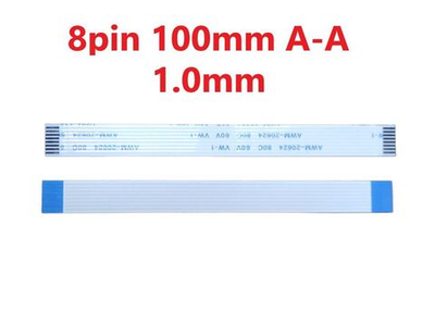 Шлейф FFC 8-pin Шаг 1.0mm Длина 10cm Прямой A-A AWM 20624 80C 60V VW-1