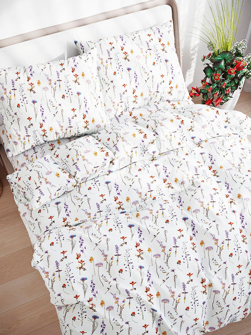 Пододеяльник перкаль Сказка "Флора" 2-спальный на молнии 175x215 см