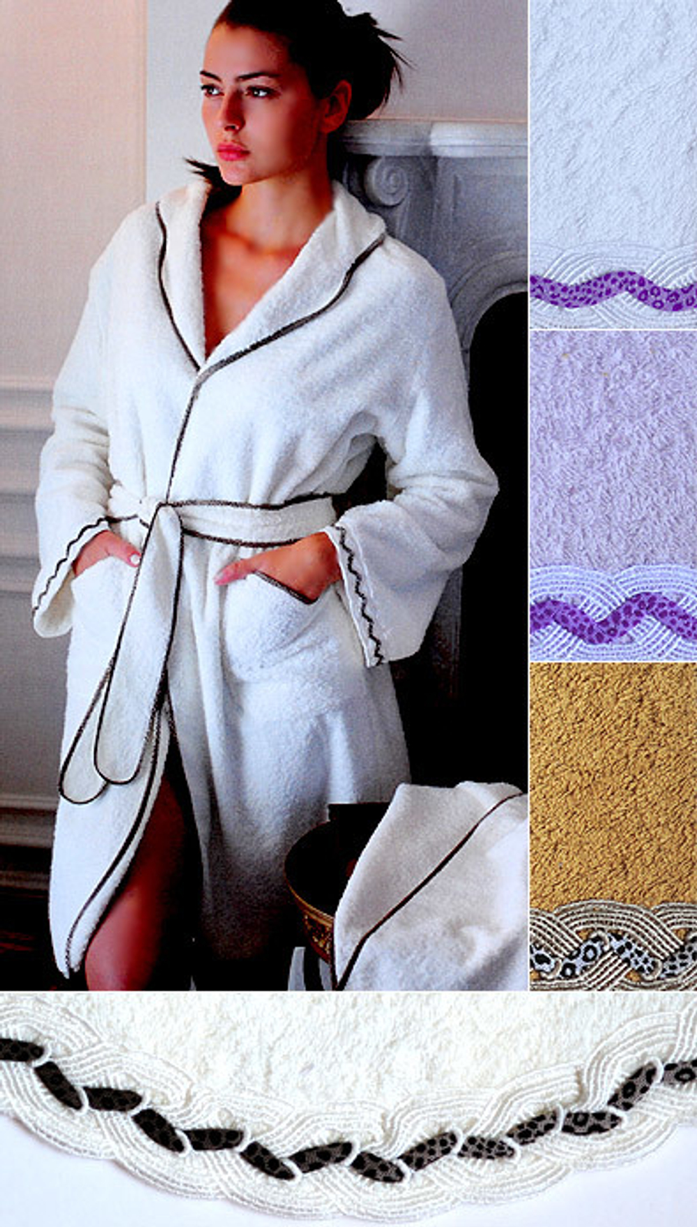 Элитный халат махровый Greta слоновая кость от Timas Италия