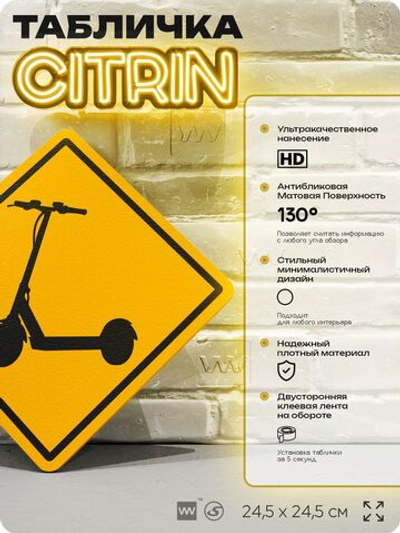 Табличка декоративная "Электросамокат" на дверь и стену, спортивная, информационная, декоративный знак, 24,5х24,5 см, пластиковая, Айдентика Технолоджи