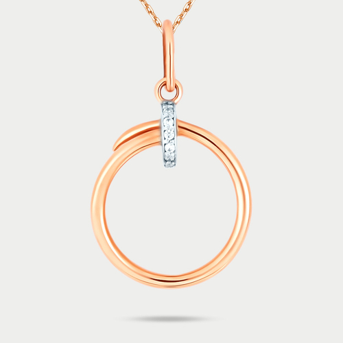 Подвеска из красного золота 585 пробы с фианитами для женщин (арт. П-852)