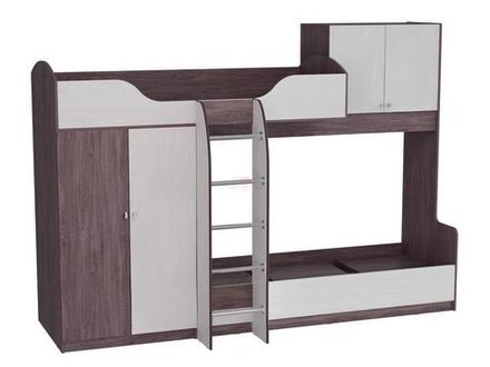 Кровать 2-х ярусная №2 Омега-18 Ясень анкор темн/ясень анкор свет 800