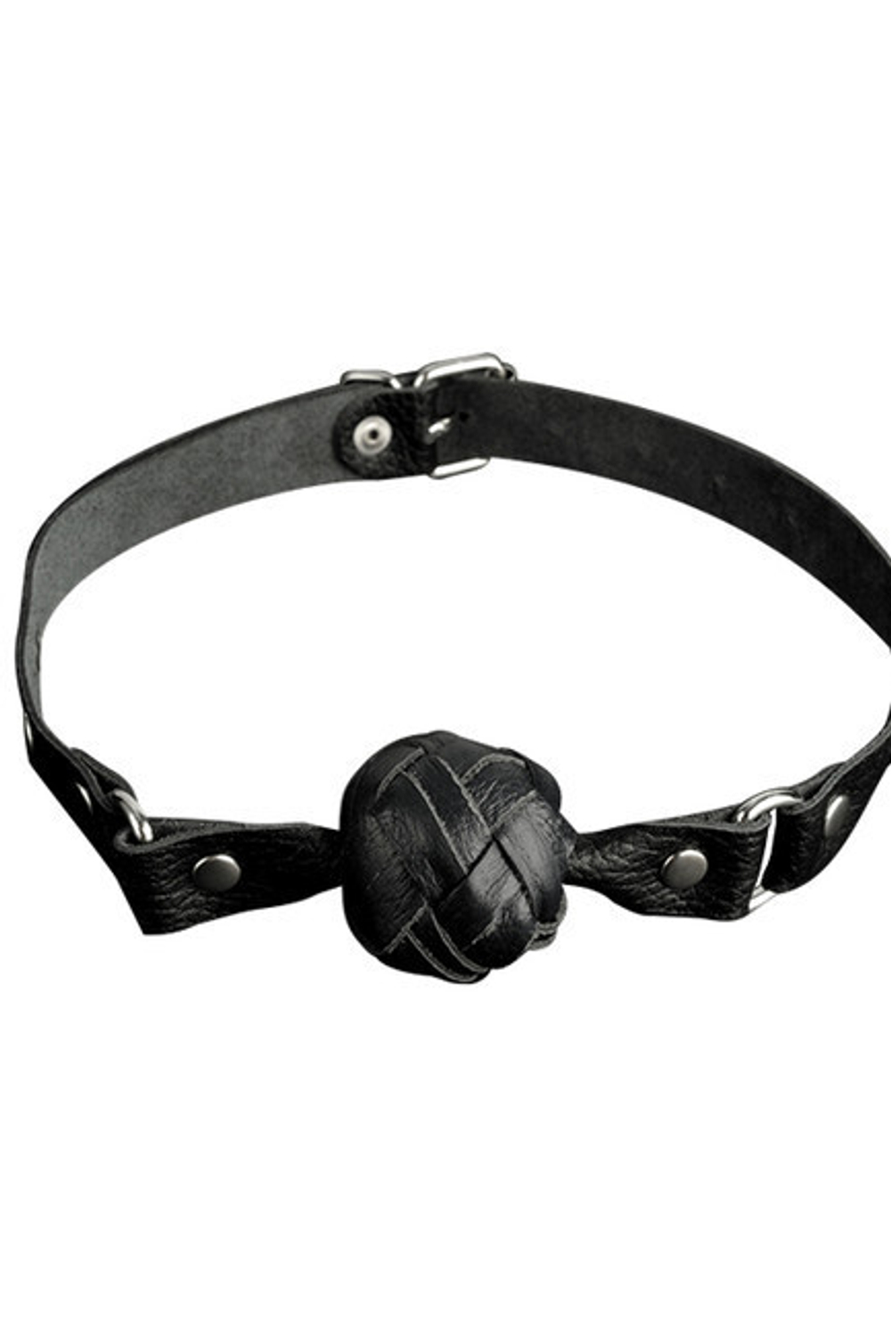 Кляп из плетеной натуральной кожи (черный) (Цвет: черный)