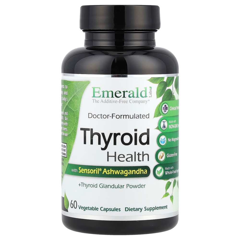 Emerald Laboratories, Thyroid Health, добавка для здоровья щитовидной железы, 60 растительных капсул