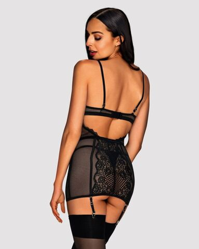 Роскошная сорочка Basitta со шнуровкой (Размер: L-XL) (Цвет: черный)