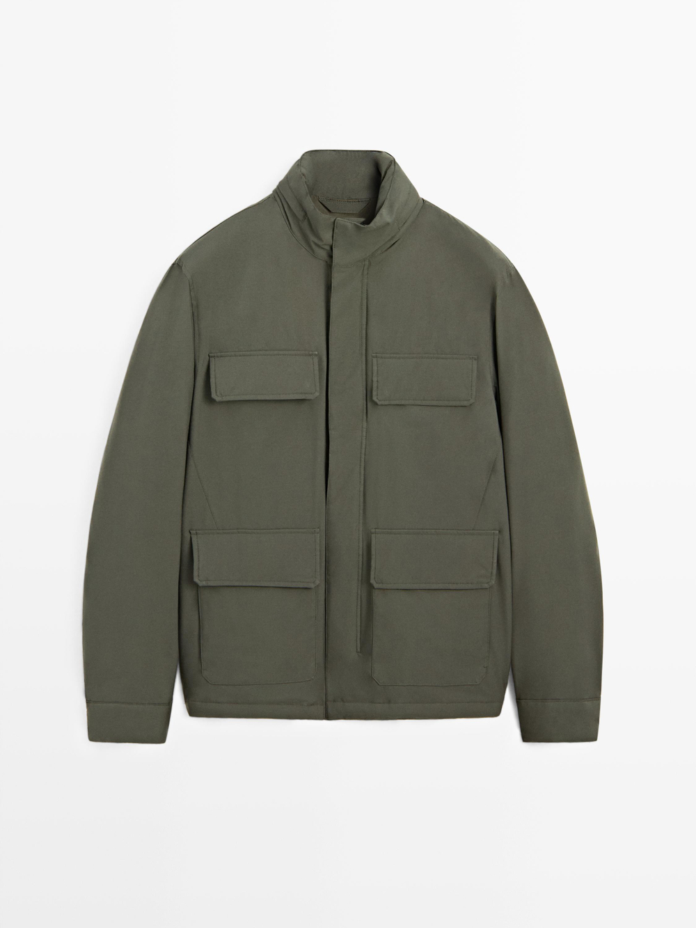 Massimo Dutti Водоотталкивающая стеганая куртка с карманами, коричневый