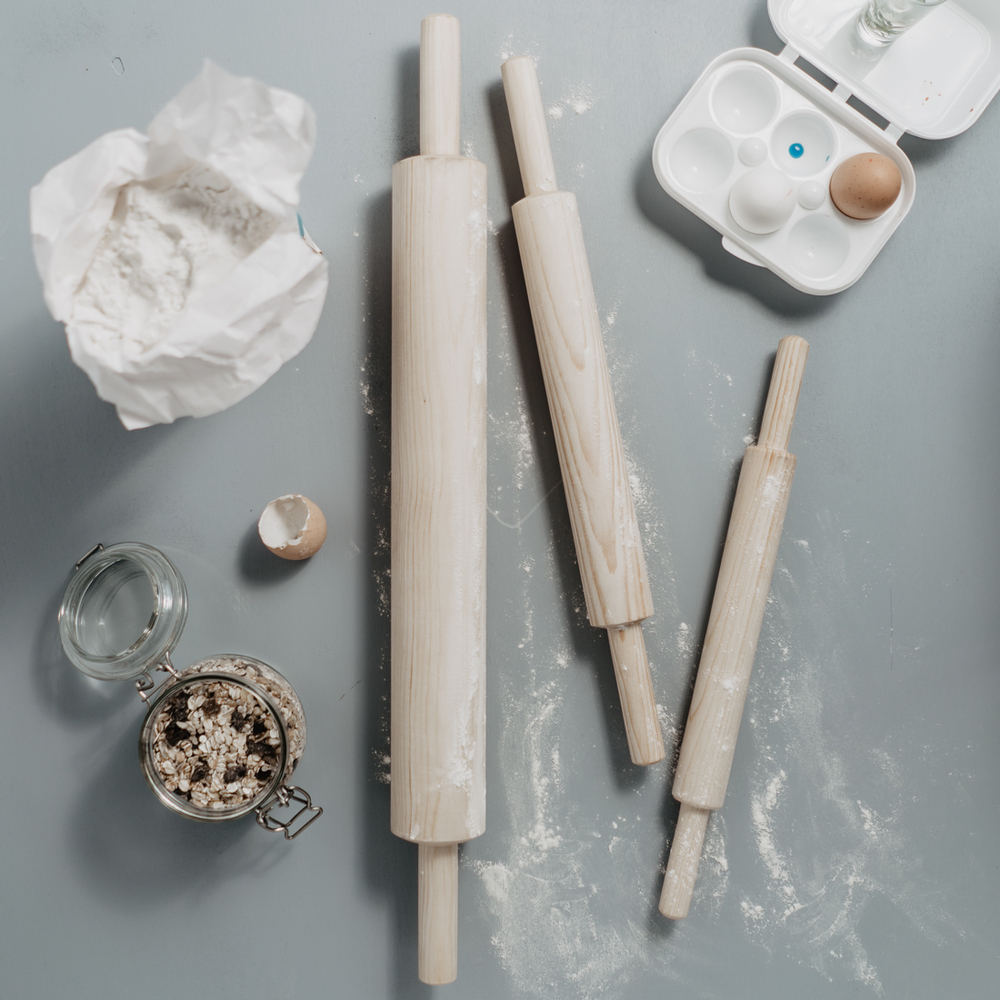 Набор деревянных скалок из древесины сибирского кедра 3шт. 41-67 см. RPN7