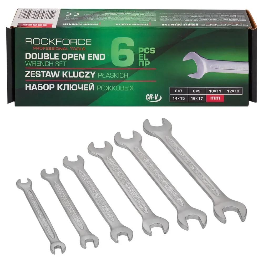 Ключи рожковые, набор 6пр. (6х7, 8х9, 10х11, 12х13, 14х15, 16х17мм) RockFORCE RF-5062P