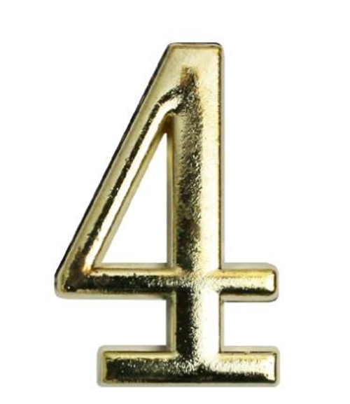 Цифра дверная АЛЛЮР ''4'' метал. на клеевой основе  ЗОЛОТО /5068