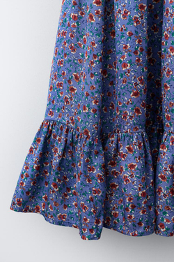ZARA ПЛАТЬЕ С ЦВЕТОЧНЫМ ПРИНТОМ, СИНИЙ