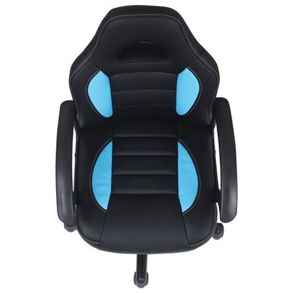 Кресло компьютерное BRABIX "Spark GM-201", экокожа, черное/голубое, 532505